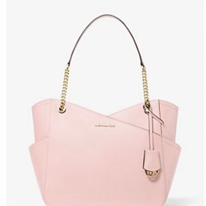 Set, Michael Kors Blush Lg Saffiano Leather Shoulder bag w/ Quarter Zip Wallet.